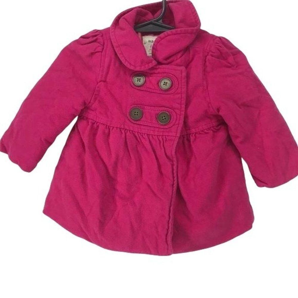 Old Navy Pink button Pea coat 6/12 month‎ Jacket
